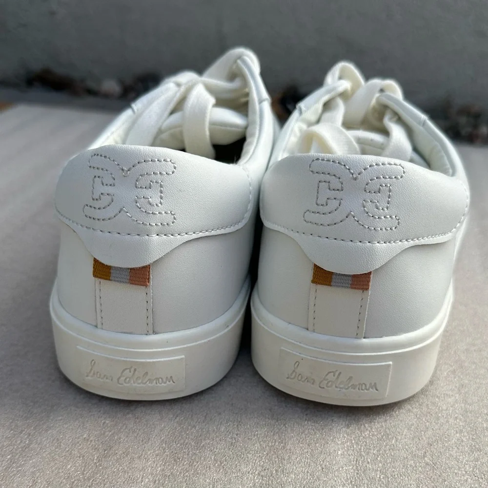 New, No Box: Sam Edelman White Leather Sneakers Ethyl Low Top Women’s Size 9 - Picture 9 of 10